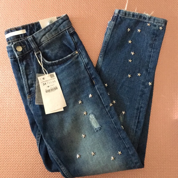 star embellished jeans